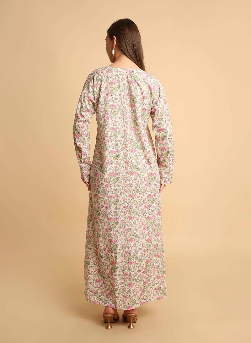 HANA & SARA Arabic Long Traditional Printed Jalabiya Dress For Womens - Image 2